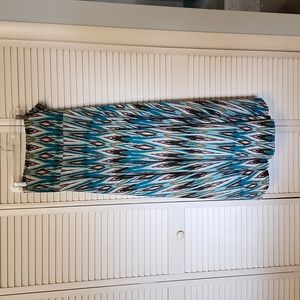 Zac & Rachel Brown & Teal Maxi Skirt, Size L